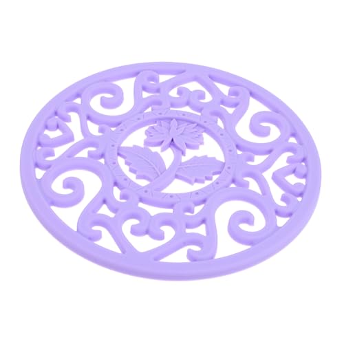 ARTSEWPLY Runde Mittlere Topfunterlage Violett Hitzeschutz Matte Hohl Hitzebeständiger Isolierpad Küchentisch Topfhalter Vielseitig und Pflegeleicht von ARTSEWPLY
