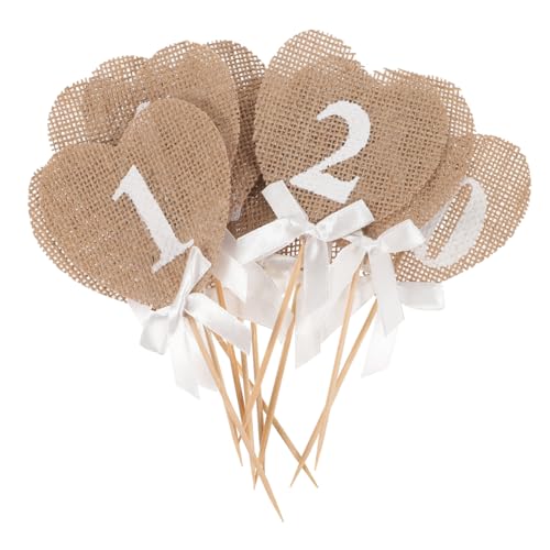ARTSEWPLY Rustikale Jute Tischkarten Zahlen Hochzeit Party Deko Herzform aus Burlap mit Stab Teiliges Braun für Tischdeko Besondere Anlässe ARTSEWPLY Rustikale Jute Tischkarten Zahlen Hochzeit Party Deko Herzform aus Burlap mit Stab Teiliges Braun für Tischdeko Besondere Anlässe von ARTSEWPLY