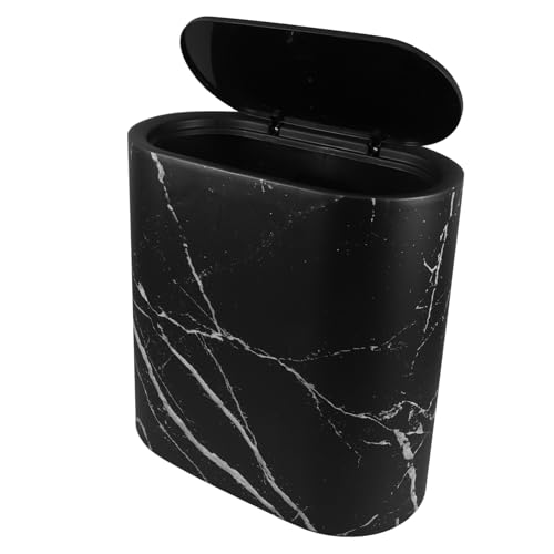 ARTSEWPLY Schmaler Mülleimer mit Deckel Platzsparender Marmor-abfalleimer für Küche Bad Schlafzimmer und Büro Kleiner Kunststoff-mülleimer für Enge Räume Stilvolles Design Vielseitig von ARTSEWPLY