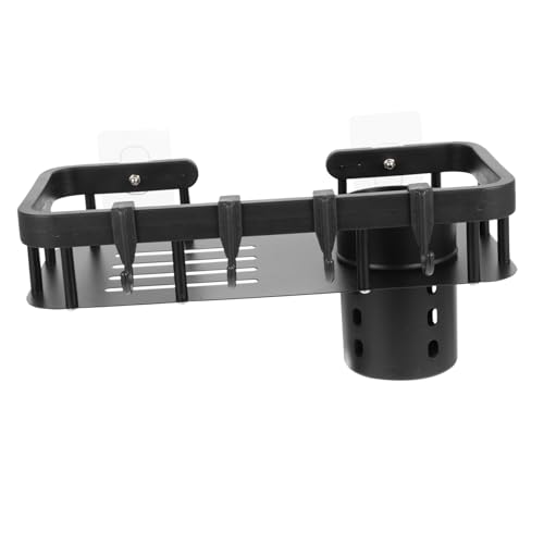 ARTSEWPLY Schwarzes Nagelfreies Wandregal aus Legierung Rostfrei Vielseitig für Bad und Wohnzimmer mit Aufbewahrungsbehälter zur Platzsparenden Organisation von Shampoo und Seife von ARTSEWPLY