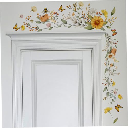 ARTSEWPLY Selbstklebende Wandsticker Blumenranke mit Schmetterlingen Abnehmbare Türrahmen Deko für Wohnzimmer und Schlafzimmer Langlebige Pflanzen Wandaufkleber zur Raumgestaltung von ARTSEWPLY