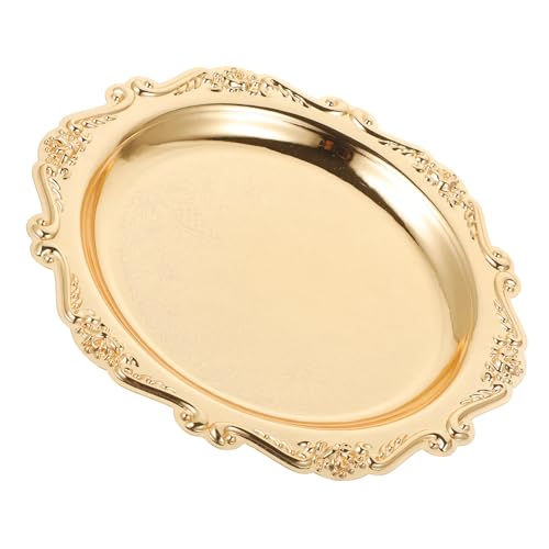 ARTSEWPLY Serviertablett in Goldfarben Vintage Snack und Obstteller Robustes Tablett für Party und Dekoration Vielseitiges Schmuck und Desserttablett für Haushalt und Veranstaltungen von ARTSEWPLY