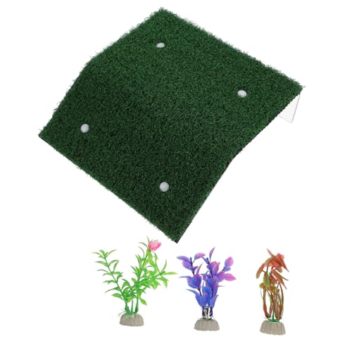 ARTSEWPLY Simulation Rasen schildkrötenplattform aus Langlebigem mit Saugnäpfen Realistische Kletter Sonnenbadefläche für Aquarien für Wasserschildkröten Frösche und Reptilien von ARTSEWPLY