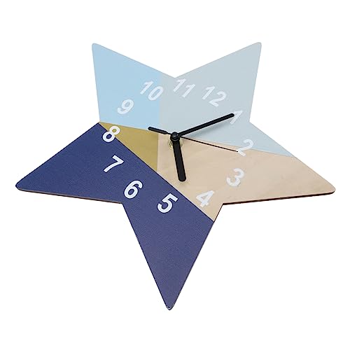 ARTSEWPLY Stilvolle Blaue Geometrische Stern Wanduhr Geräuschlos Lautlos Hängend Kinderzimmer Geeignet Modernes Design Präzise Zeitmessung Robust und Dekorativ von ARTSEWPLY