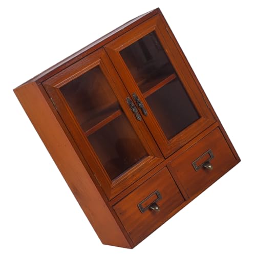 ARTSEWPLY Vintage Holz Display Rack mit Mehrschichtigem Schubladenschrank Stabile Verarbeitung Glatte Oberfläche Vielseitige Aufbewahrung für Schmuck Büro Kosmetik und Dekoration Retro von ARTSEWPLY