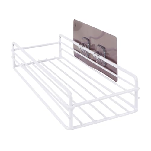 ARTSEWPLY Wandregal Weiß Badezimmer Organizer Hängeregal aus Robustem Metall Eckregal für Küche Toilette mit Großem Fassungsvermögen und Durchlöchertem Design Platzsparende Wandaufbewahrung von ARTSEWPLY