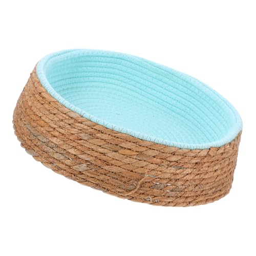 ARTSEWPLY Wicker Katzenbett Rund Natürliche Flechtmatte Aus Atmungsaktivem Gras Für Kleine Haustiere Leichtes Langlebiges Schlafnest Für Katzen Und Hunde von ARTSEWPLY