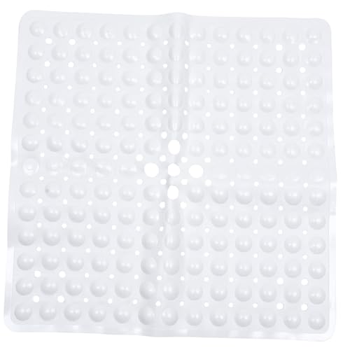 ARTSEWPLY rutschfeste PVC Duschmatte Quadratisch mit Starken Saugnäpfen Flexibler Fußmassage Pad Sicherer Badteppich für Badezimmer Hotels Massagebereiche Weiß von ARTSEWPLY