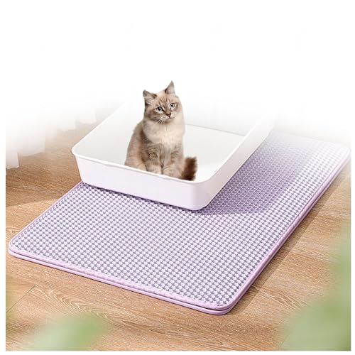 Katzenstreu Matte Katzenmatte,Waben Doppelschicht Design, Katzen Unterlage Katzenklo Urin-und Wasserdichtes Material,Easy Clean Streukontrolle, Katzentoilette Matte Vorleger,Purple-M von ARTSIM