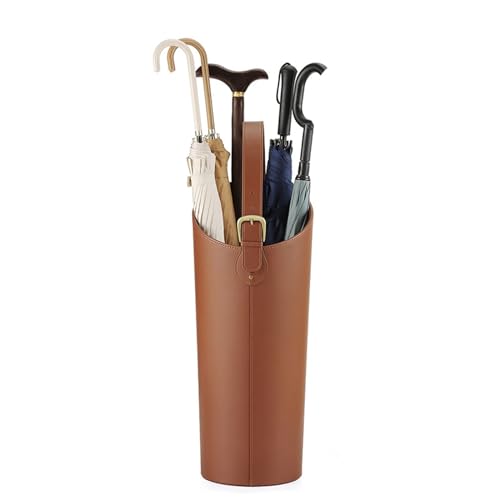 Schirmständer/umbrella stand Regenschirmständer aus Leder mit großer Kapazität, Regenschirm-Halter für 5-10 lange Schirme, Regenschirm-Rang mit Auffangwanne und Haken für Eingänge, Terrassen, Garagen, von ARTSZY