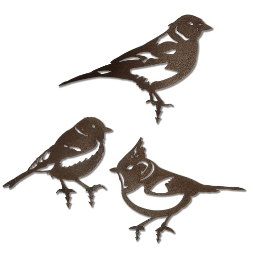ARTTEC Design 3er Set Vögel/Haubenmeise - Buchfink - Kohlmeise / (Rostdeko) von ARTTEC Design