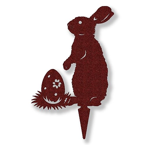 ARTTEC Design Hase Steht (Rostdeko) (Erdstecker) - Maße ca: B 20 x H 25 cm - hochwertige Gartendeko aus Metall - Rostdeko für Garten, Balkon & Terasse - Metall Gartenstecker - Made in Germany von ARTTEC Design