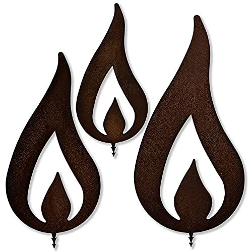 ARTTEC Flamme Kerze (Edelrostdeko) (3er Set groß) - hochwertige Gartendeko aus Metall - Rost Deko für Garten, Balkon & Terasse - Metall Deko zum Aufstellen - Made in Germany von ARTTEC Design