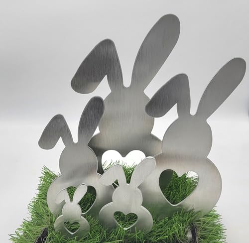 ARTTEC Hase Stecker (Alu Deko) (5er Set) - hochwertige Gartendeko aus Aluminium - Alu Deko für Garten, Balkon & Terasse - Alu Deko zum Aufstellen - Made in Germany von ARTTEC Design
