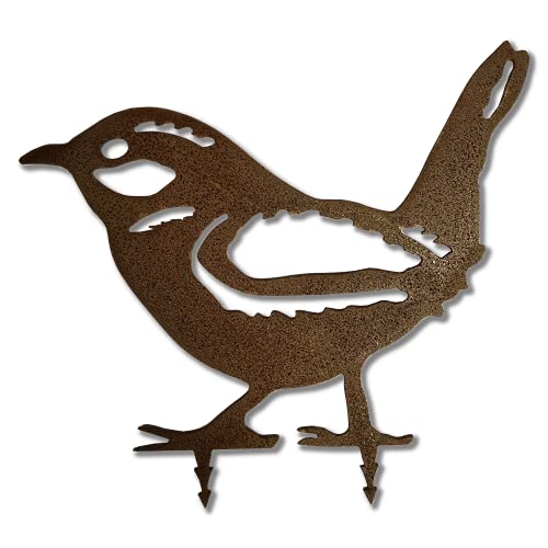 ARTTEC Vogel/Zaunkönig (Edelrost klein) - hochwertige Gartendeko aus Metall - Rostdeko für Garten, Balkon & Terasse - Metall Gartenstecker - Made in Germany von ARTTEC Design