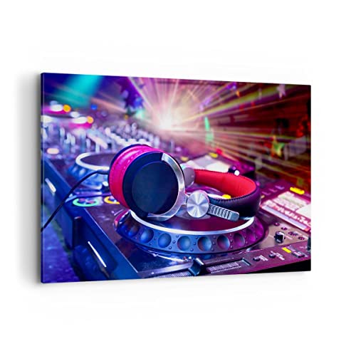 Wandbilder Dekoration Wohnzimmer Disco Nachtclub Audio Elektronik Bilder auf Leinwand 120x80cm Leinwandbild Schlafzimmer Deko Wand Kunstdruck Art Groß XXL Wanddeko Bild Wall Decor Canvas AA120x80-2412 von ARTTOR