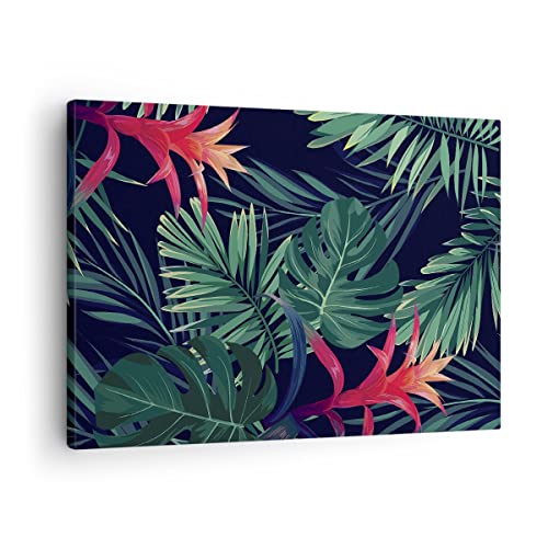 ARTTOR Bilder auf Leinwand Exotisch Blumen Blätter Leinwandbild 70x50cm Wandbilder Dekoration Wohnzimmer Schlafzimmer Küche Deko Klein Wanddeko Bild Wand Kunstdruck Art Wall Decor Canvas AA70x50-4308 von ARTTOR