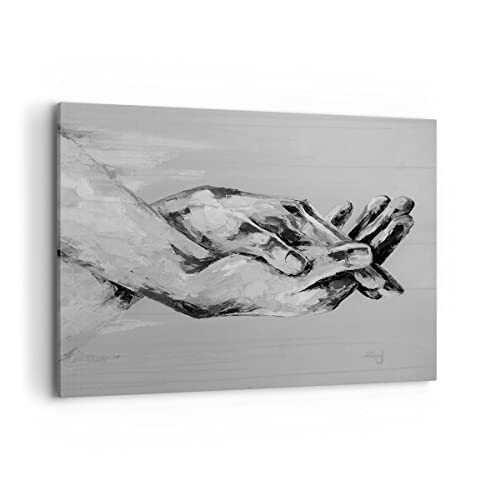 Bilder auf Leinwand 100x70cm Leinwandbild Handschriftlich Hände Schwarzweiß Groß Wanddeko Bild Schlafzimmer Deko Wandbilder Dekoration Wohnzimmer Wall Decor Canvas Wand Kunstdruck Art AA100x70-4566 von ARTTOR