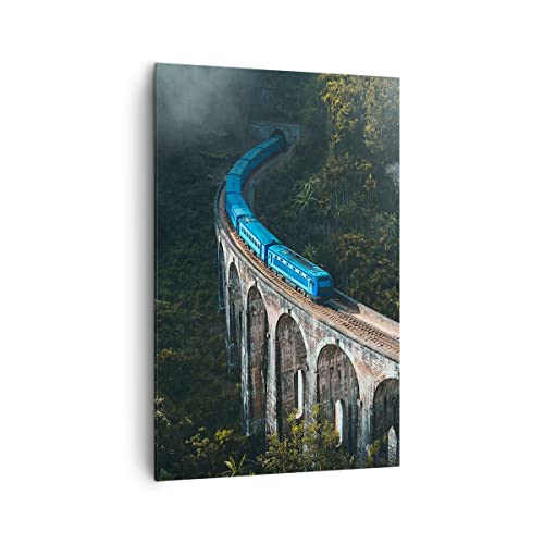 Wandbilder Dekoration Wohnzimmer Zug Hogwarts Express Bilder auf Leinwand 80x120cm Leinwandbild mit Rahmen Schlafzimmer Küche Deko Wand Kunstdruck Art Groß XXL Wanddeko Bild Wall Canvas PA80x120-5132 von ARTTOR