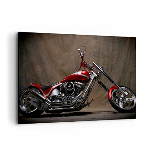 ARTTOR Bilder auf Leinwand 100x70cm Leinwandbild Motorrad Chrom Räder Groß Wanddeko Bild Schlafzimmer Küche Deko Wandbilder Dekoration Wohnzimmer Wall Decor Canvas Wand Kunstdruck Art AA100x70-0172 von ARTTOR