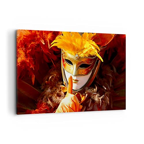Wandbilder Dekoration Wohnzimmer Venezianische Maske bunt Karneval Bilder auf Leinwand 120x80cm Leinwandbild Schlafzimmer Deko Wand Kunstdruck Art Groß XXL Wanddeko Bild Decor Canvas AA120x80-0420 von ARTTOR