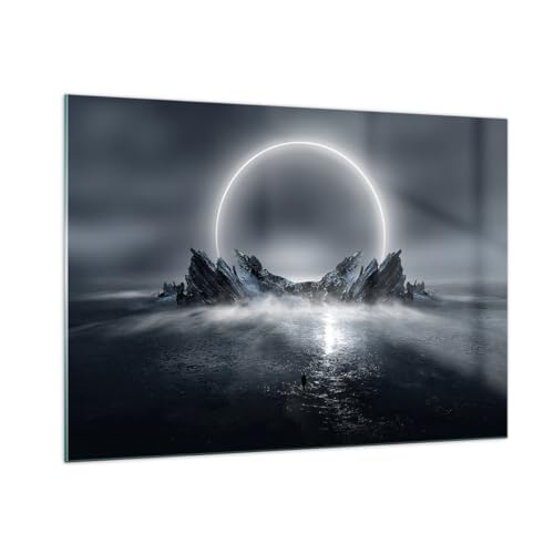 ARTTOR Bilder auf Glas 100x70cm Glasbild Futurismus Sturm Mond Groß Wanddeko Bild im Glas Schlafzimmer Küche Deko Wandbilder Dekoration Wohnzimmer Modern Wall Decor Wand Kunstdruck Art GAA100x70-5372 von ARTTOR