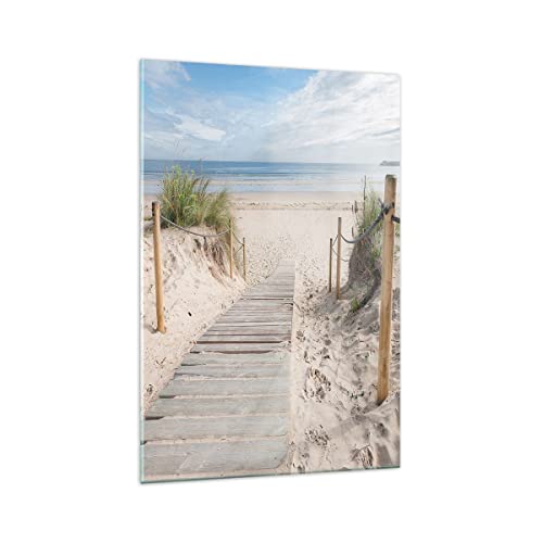 ARTTOR Bilder auf Glas 70x100cm Glasbild Strand Düne Eintritt Groß Wanddeko Bild im Glas Schlafzimmer Küche Deko Wandbilder Dekoration Wohnzimmer Modern Wall Decor Wand Kunstdruck Art GPA70x100-4188 von ARTTOR