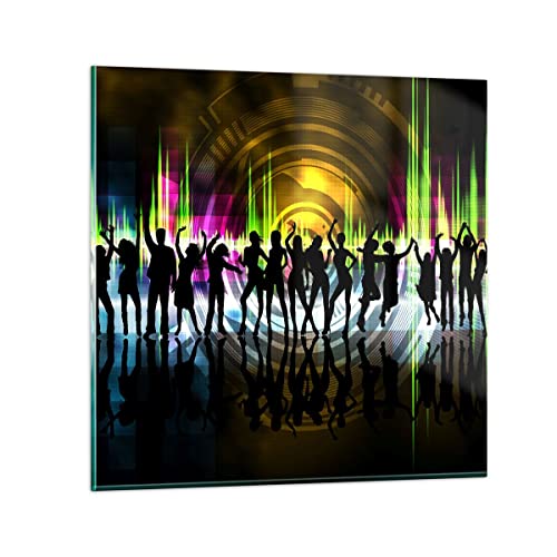 ARTTOR Bilder auf Glas Disco Musik Tanz Spaß Glasbild 30x30cm Wandbilder Dekoration Wohnzimmer Schlafzimmer Küche Deko Klein Wanddeko Bild im Glas Wand Kunstdruck Art Modern Wall Decor GAC30x30-2580 von ARTTOR