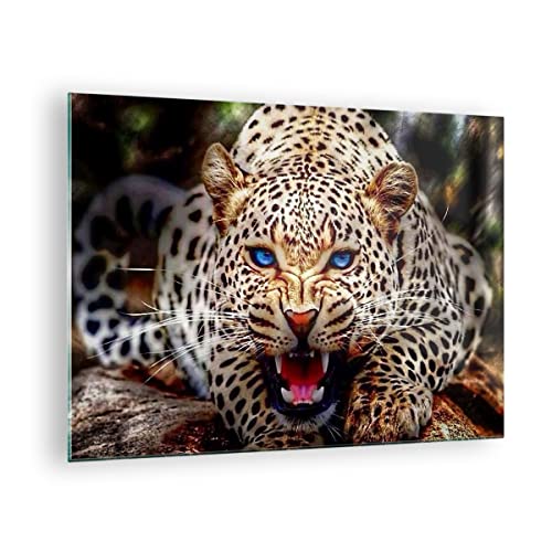 ARTTOR Bilder auf Glas Panther Tier Glasbild 70x50cm Wandbilder Dekoration Wohnzimmer Schlafzimmer Küche Deko Klein Wanddeko Bild im Glas Wand Kunstdruck Art Modern Wall Decor Glasdruck GAA70x50-3506 von ARTTOR