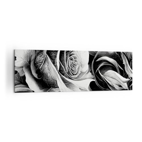 ARTTOR Bilder auf Leinwand 160x50cm Leinwandbild Blumen Rosen Schwarz Und Weiß Groß XXL Wanddeko Bild Schlafzimmer Wandbilder Dekoration Wohnzimmer Wall Decor Canvas Wand Kunstdruck Art AB160x50-5623 von ARTTOR