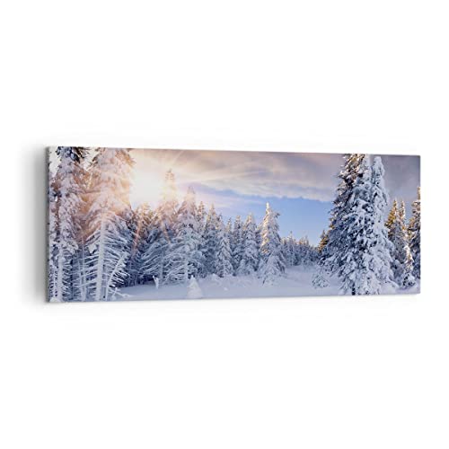 ARTTOR Bilder auf Leinwand Abenteuer alpen winter schnee Leinwandbild 140x50cm Wandbilder Dekoration Wohnzimmer Schlafzimmer Groß XXL Wanddeko Bild Wand Kunstdruck Art Wall Decor Canvas AB140x50-2433 von ARTTOR