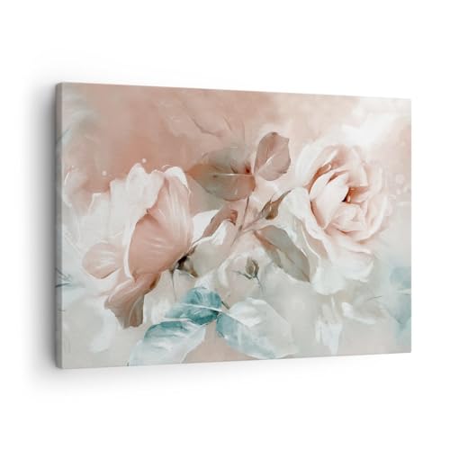 ARTTOR Bilder auf Leinwand Blumen Romantisch Rosen Leinwandbild 70x50cm Wandbilder Dekoration Wohnzimmer Schlafzimmer Küche Deko Klein Wanddeko Bild Wand Kunstdruck Art Wall Decor Canvas AA70x50-5505 von ARTTOR