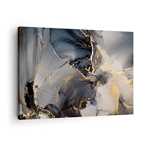 ARTTOR Bilder auf Leinwand Dunkel Abstraktion Gold Leinwandbild 70x50cm Wandbilder Dekoration Wohnzimmer Schlafzimmer Küche Deko Klein Wanddeko Bild Wand Kunstdruck Art Wall Decor Canvas AA70x50-4824 von ARTTOR