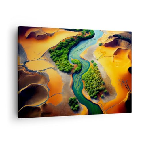 ARTTOR Bilder auf Leinwand Landschaft Natur Fluss Leinwandbild 70x50cm Wandbilder Dekoration Wohnzimmer Schlafzimmer Küche Deko Klein Wanddeko Bild Wand Kunstdruck Art Wall Decor Canvas AA70x50-6003 von ARTTOR