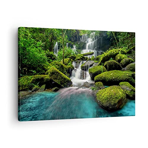 ARTTOR Bilder auf Leinwand Park Wasserfall Wasser Leinwandbild 70x50cm Wandbilder Dekoration Wohnzimmer Schlafzimmer Küche Deko Klein Wanddeko Bild Wand Kunstdruck Art Wall Decor Canvas AA70x50-3754 von ARTTOR