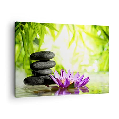 ARTTOR Bilder auf Leinwand Spa bambus blume wasser Leinwandbild 70x50cm Wandbilder Dekoration Wohnzimmer Schlafzimmer Küche Deko Klein Wanddeko Bild Wand Kunstdruck Art Wall Decor Canvas AA70x50-2477 von ARTTOR