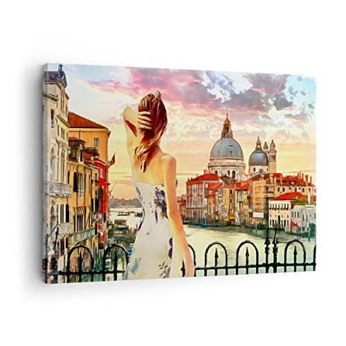 ARTTOR Bilder auf Leinwand Venedig Brücke Wasser Leinwandbild 70x50cm Wandbilder Dekoration Wohnzimmer Schlafzimmer Küche Deko Klein Wanddeko Bild Wand Kunstdruck Art Wall Decor Canvas AA70x50-3495 von ARTTOR