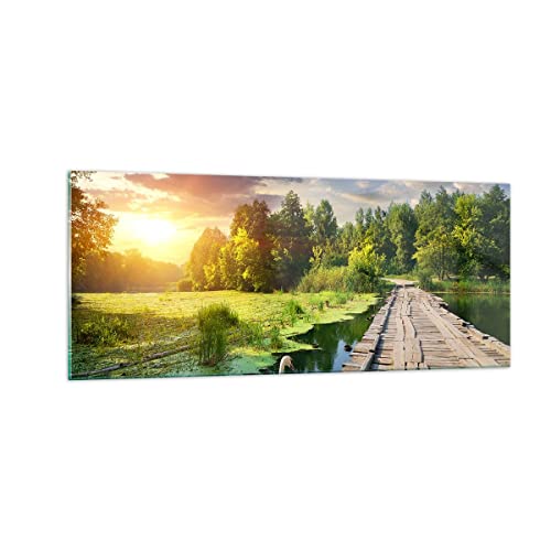 Panorama Bilder auf Glas 100x40cm Glasbild Architektur Promenade Schwan Landschaft Groß Wanddeko Schlafzimmer Küche Wandbilder Dekoration Wohnzimmer Modern Wand Kunstdruck Art GAB100x40-3179 von ARTTOR