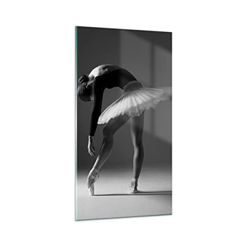 Bilder auf Glas Ballerina Figur Schwarz und Weiß Glasbild 45x80cm Wandbilder Dekoration Wohnzimmer Schlafzimmer Küche Deko Klein Wanddeko Bild im Glas Wand Kunstdruck Art Modern Wall GPA45x80-4400 von ARTTOR