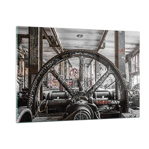 ARTTOR Wandbilder Dekoration Wohnzimmer Maschine Industrie Graffiti Bilder auf Glas 120x80cm Glasbild Schlafzimmer Küche Deko Wand Kunstdruck Art Groß XXL Wanddeko Bild im Glas Modern GAA120x80-4304 von ARTTOR