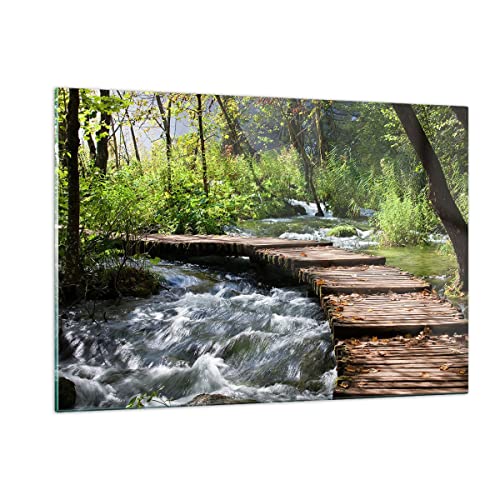 Wandbilder Dekoration Wohnzimmer Park natur grün bäume Bilder auf Glas 120x80cm Glasbild Schlafzimmer Küche Deko Wand Kunstdruck Art Groß XXL Wanddeko Bild im Glas Modern Wall Decor GAA120x80-0356 von ARTTOR