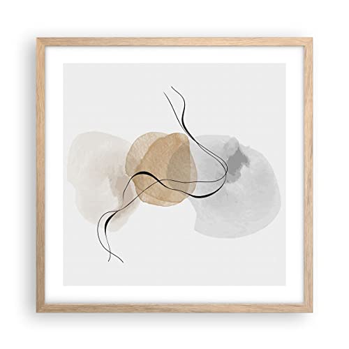 Poster Rahmen helle Eiche Deko 50x50cm Abstrakt minimalistisch Aquarell Wandposter Wanddeko Bild Wand Kunstdruck Wandbilder Dekoration Wohnzimmer Schlafzimmer Küche Modern Wall Art P2NAC50x50-4827 von ARTTOR