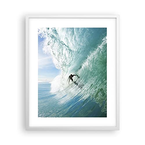 Poster Weißrahmen Deko 40x50cm Abenteuer surfer welle ozean Wandposter Art Prints Wanddeko Bild Wand Kunstdruck Wandbilder Dekoration Wohnzimmer Schlafzimmer Küche Modern Wall Art P2WPA40x50-2541 von ARTTOR