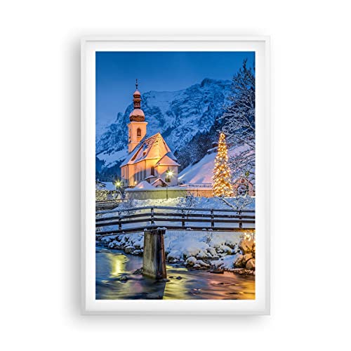 Poster Weißrahmen Festlich Kirche Schnee Deko 61x91cm Wandposter Art Prints Wandbilder Dekoration Wohnzimmer Schlafzimmer Küche Wanddeko Bild Wand Kunstdruck Modern Wall Art Decor - P2WPA61x91-4584 von ARTTOR