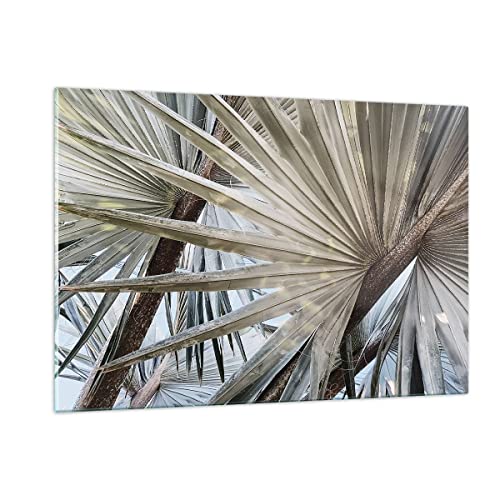 ARTTOR Wandbilder Dekoration Wohnzimmer Blatt Palme Natur Bilder auf Glas 120x80cm Glasbild Schlafzimmer Küche Deko Wand Kunstdruck Art Groß XXL Wanddeko Bild im Glas Modern Wall Decor GAA120x80-5056 von ARTTOR