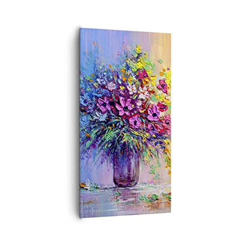 ARTTOR Wandbilder Dekoration Wohnzimmer Blumen Vase Bilder auf Leinwand 65x120cm Leinwandbild mit Rahmen Schlafzimmer Küche Deko Wand Kunstdruck Art Wanddeko Bild Wall Decor Canvas PA65x120-4117 von ARTTOR