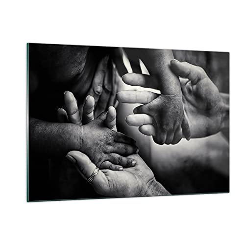 ARTTOR Wandbilder Dekoration Wohnzimmer Hände Toleranz Gemeinschaft Bilder auf Glas 120x80cm Glasbild Schlafzimmer Küche Deko Wand Kunstdruck Art Groß XXL Wanddeko Bild im Glas Modern GAA120x80-4990 von ARTTOR