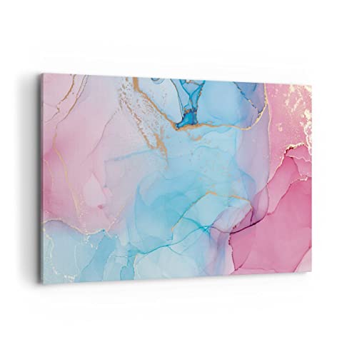 ARTTOR Wandbilder Dekoration Wohnzimmer Marmor Rosa Türkis Bilder auf Leinwand 120x80cm Leinwandbild Schlafzimmer Küche Deko Wand Kunstdruck Art Groß XXL Wanddeko Bild Wall Decor Canvas AA120x80-4600 von ARTTOR