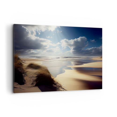 ARTTOR Wandbilder Dekoration Wohnzimmer Strand Meer Dünen Bilder auf Leinwand 120x80cm Leinwandbild Schlafzimmer Küche Deko Wand Kunstdruck Art Groß XXL Wanddeko Bild Wall Decor Canvas AA120x80-5800 von ARTTOR