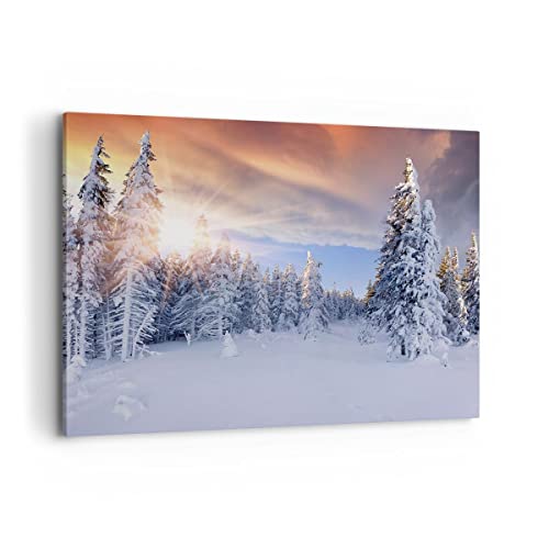 Wandbilder Dekoration Wohnzimmer Abenteuer alpen winter schnee Bilder auf Leinwand 120x80cm Leinwandbild Schlafzimmer Deko Wand Kunstdruck Art Groß XXL Wanddeko Bild Wall Decor Canvas AA120x80-2433 von ARTTOR